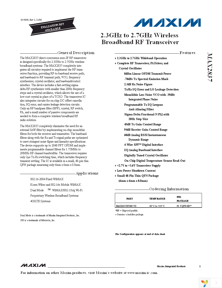 MAX2837EVKIT+ Page 1