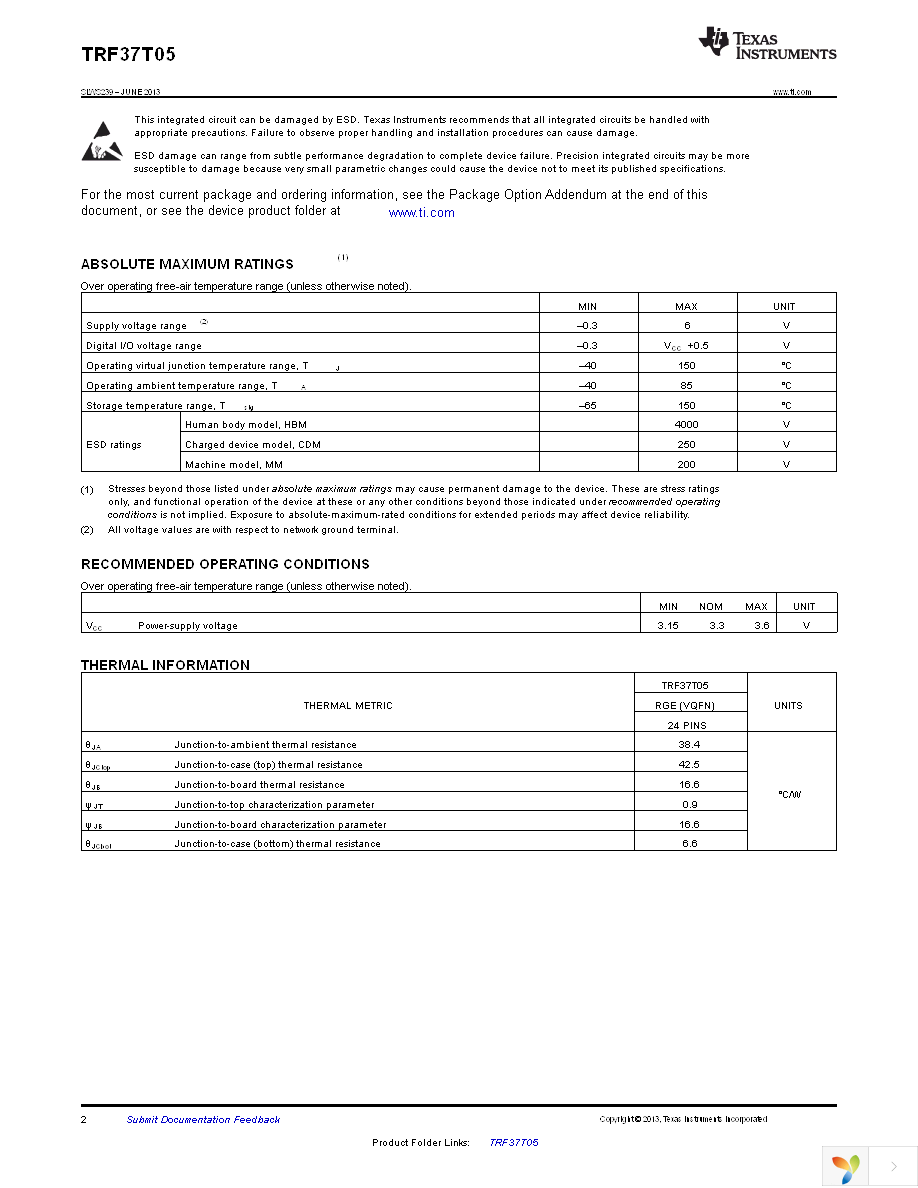 TRF37T05EVM Page 2