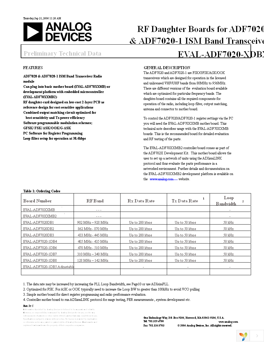 EVAL-ADF70XXMBZ2 Page 1