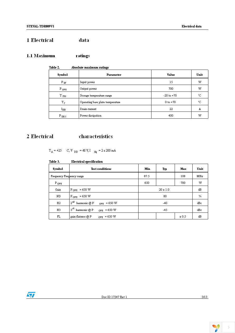 STEVAL-TDR009V1 Page 3