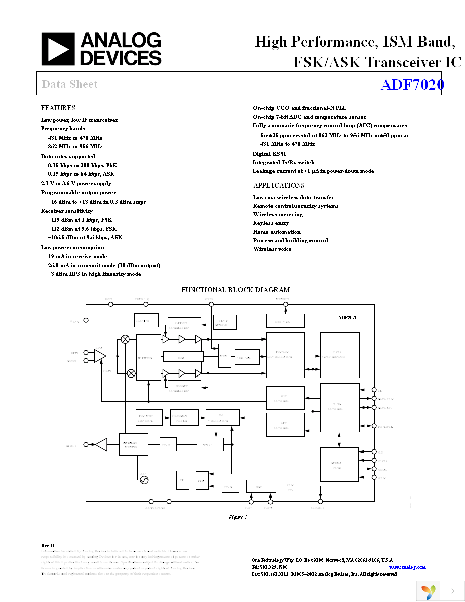 EVAL-ADF7020DBZ2 Page 1