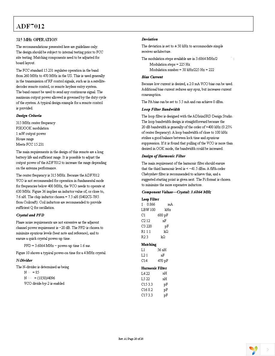 EVAL-ADF7012DBZ4 Page 20