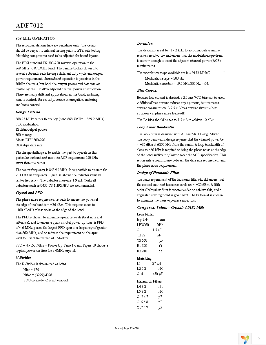 EVAL-ADF7012DBZ4 Page 22