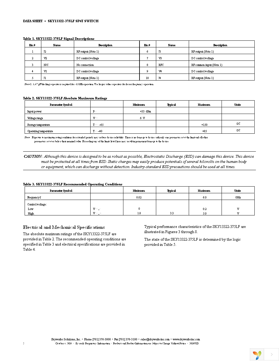 SKY13322-375LF-EVB Page 2