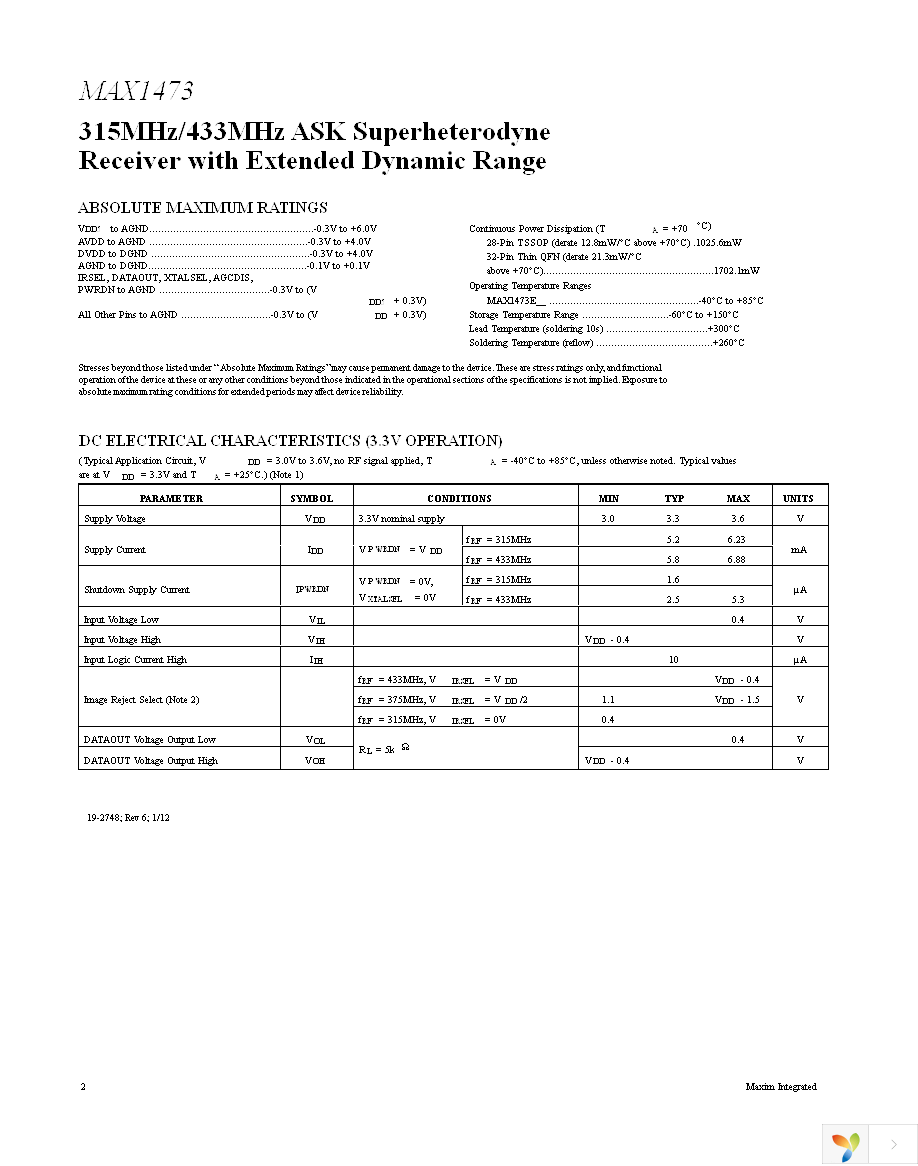 MAX1473EVKIT-315 Page 2