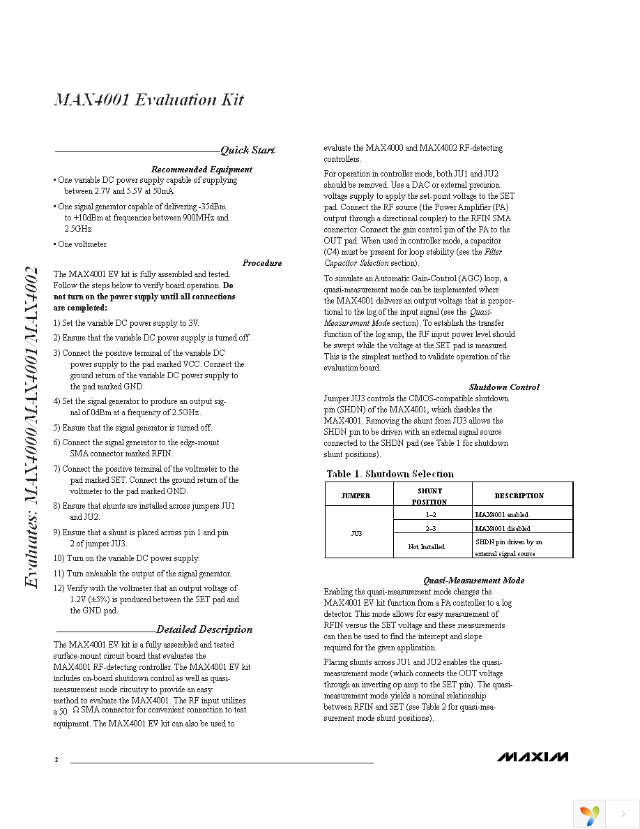 MAX4001EVKIT Page 2