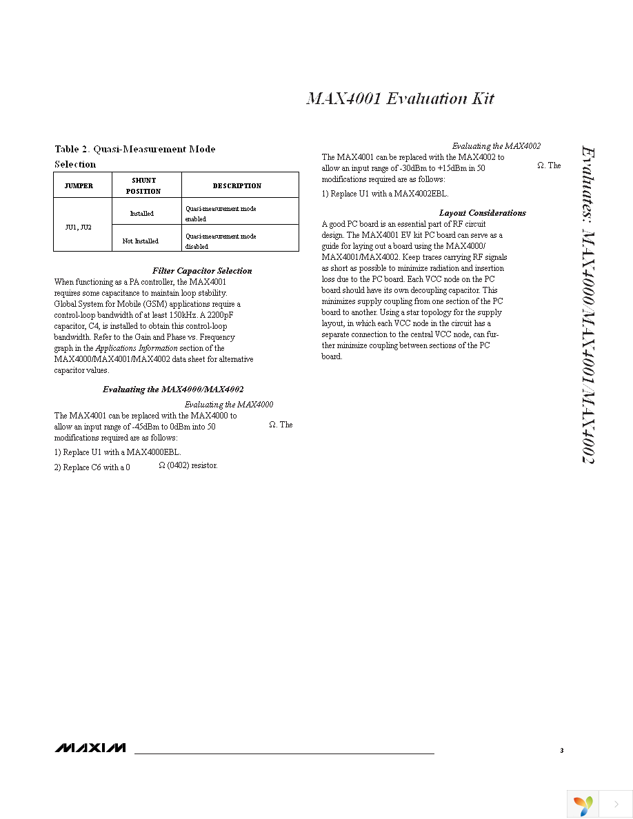 MAX4001EVKIT Page 3