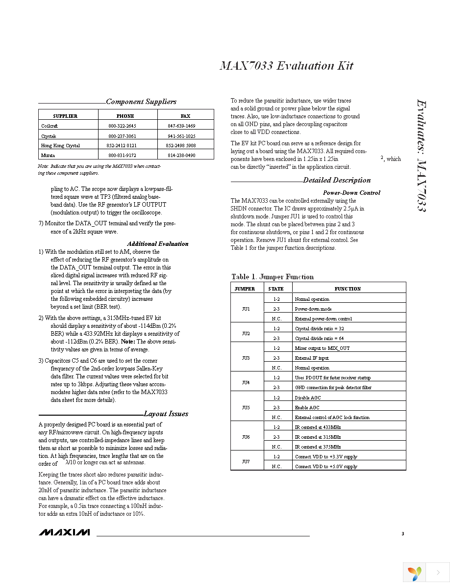 MAX7033EVKIT-433 Page 3