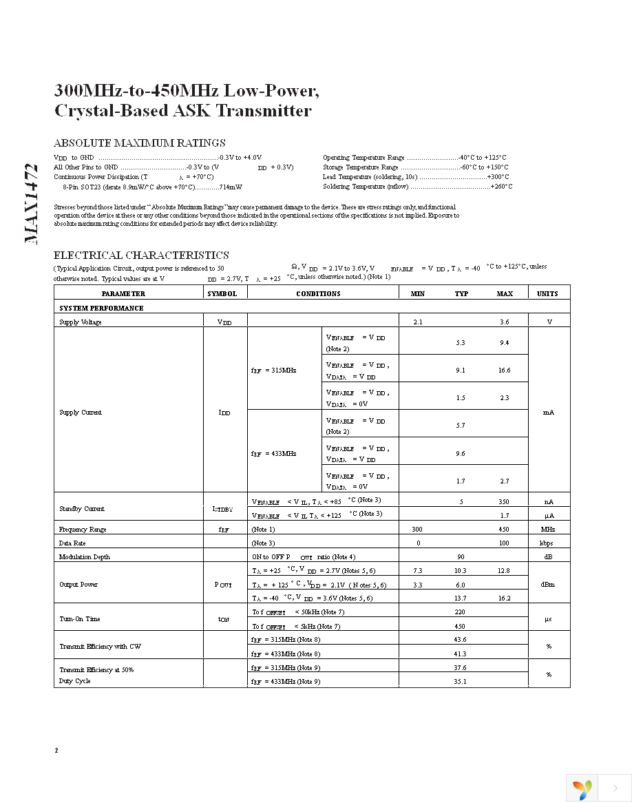 MAX1472EVKIT-315 Page 2