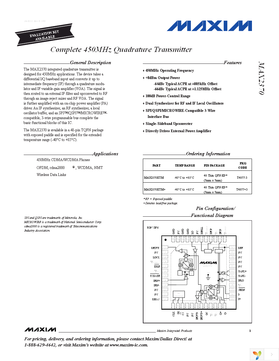 MAX2370EVKIT Page 1