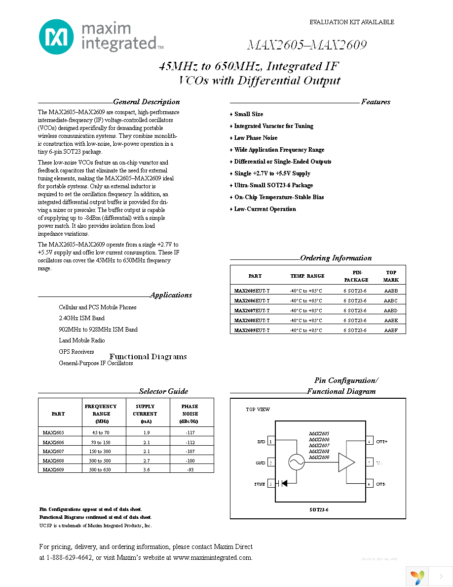 MAX2608EVKIT Page 1