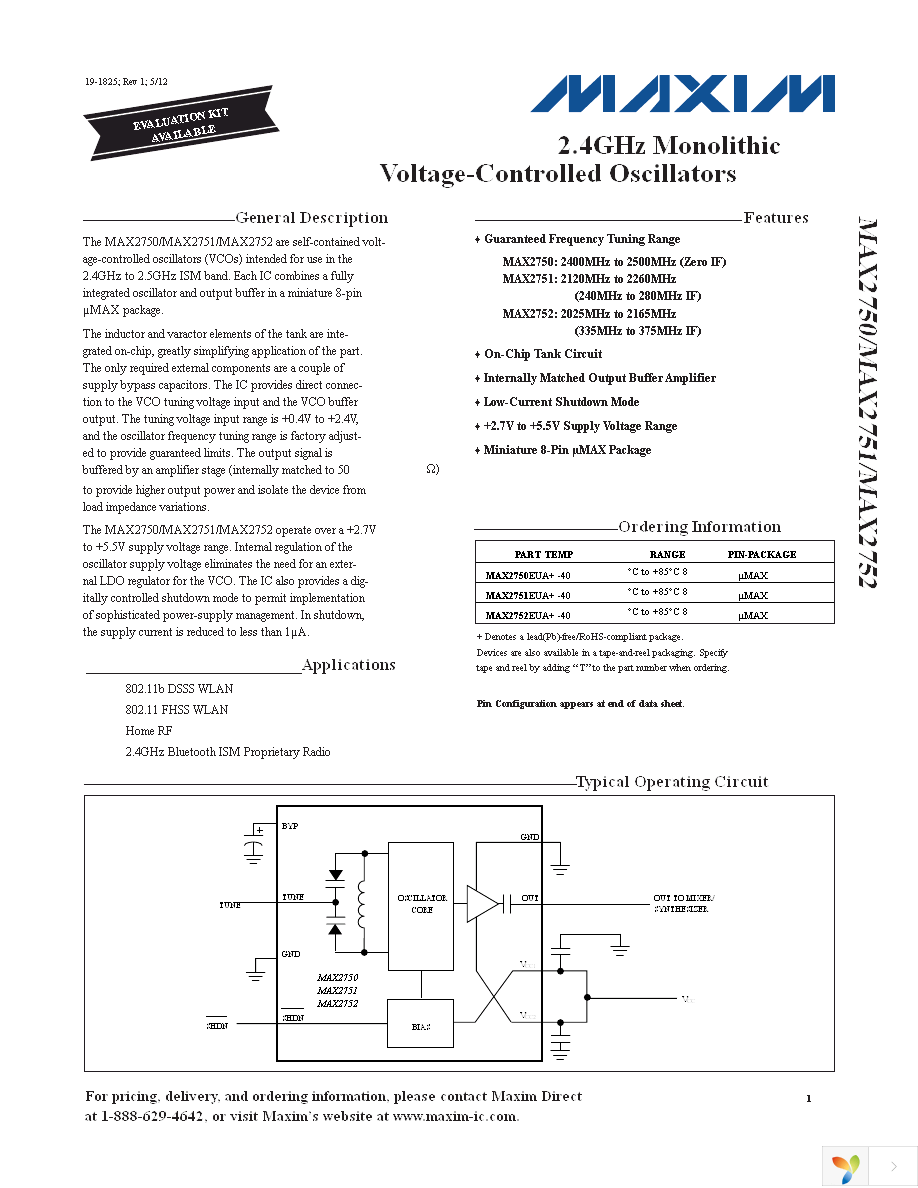 MAX2752EVKIT Page 1