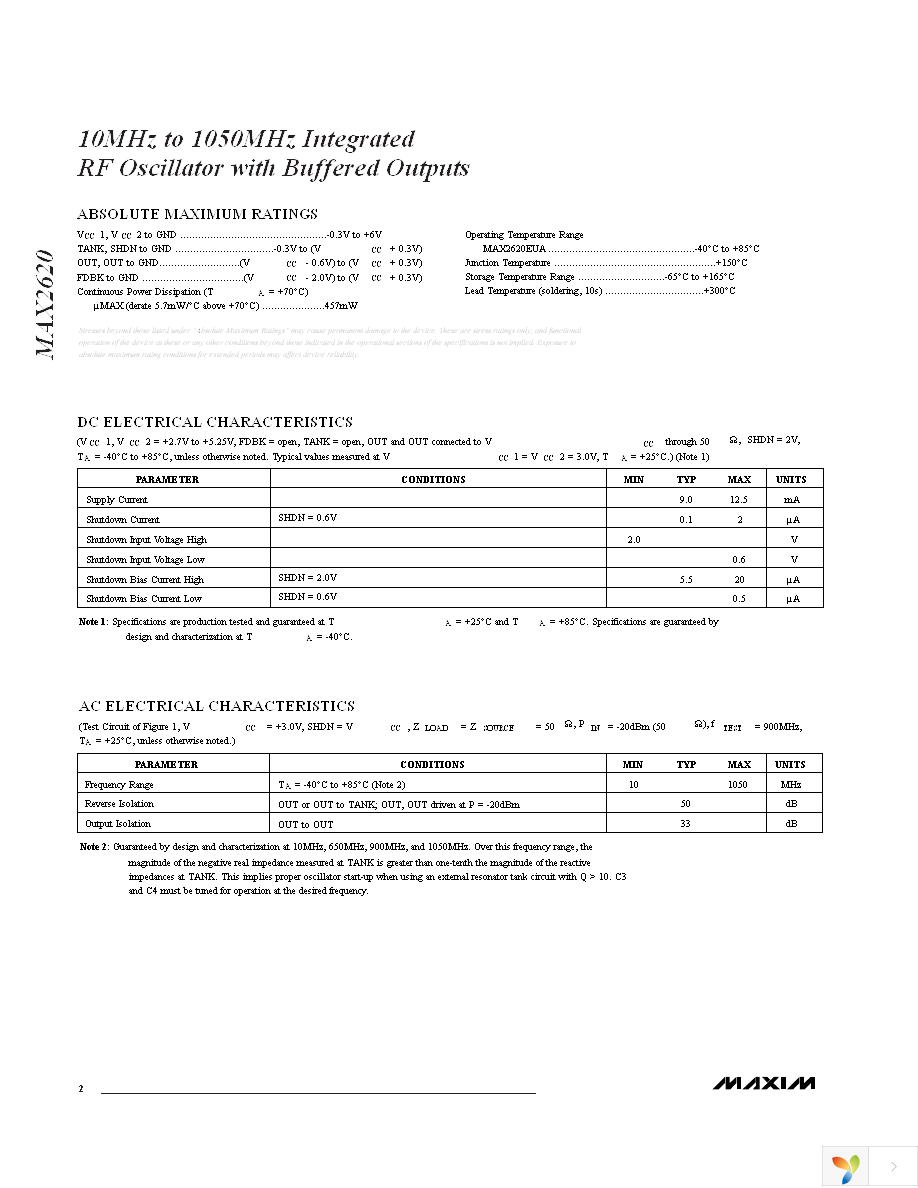 MAX2620EVKIT Page 2