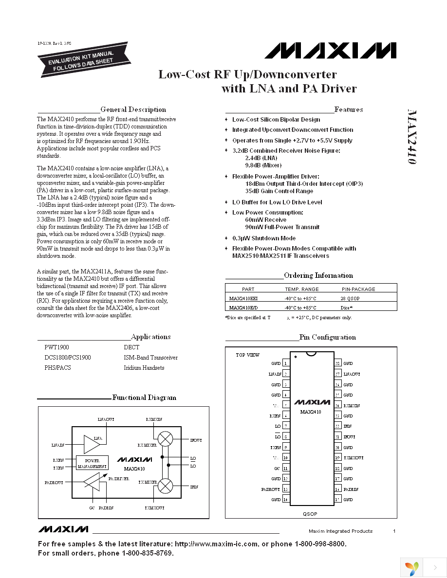 MAX2410EVKIT Page 1