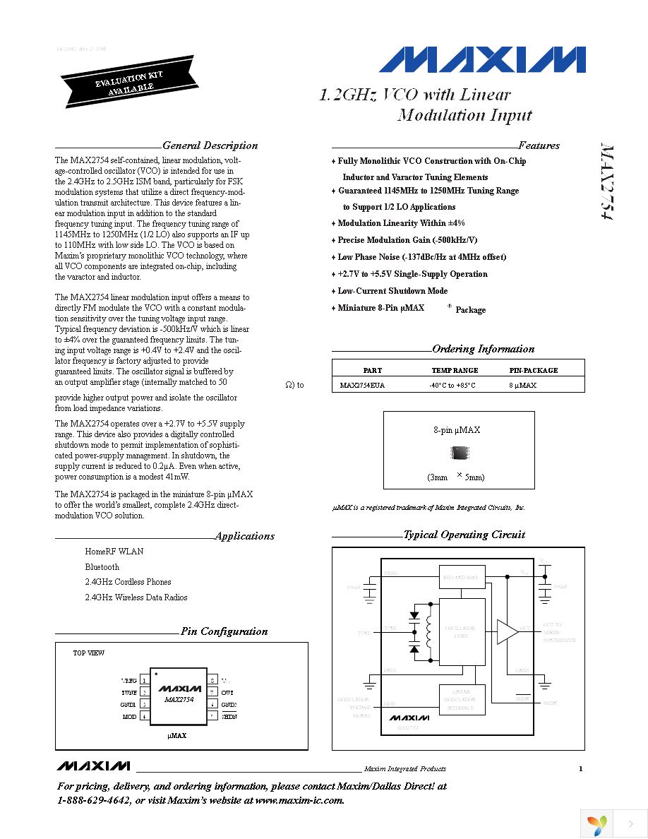 MAX2754EVKIT+ Page 1