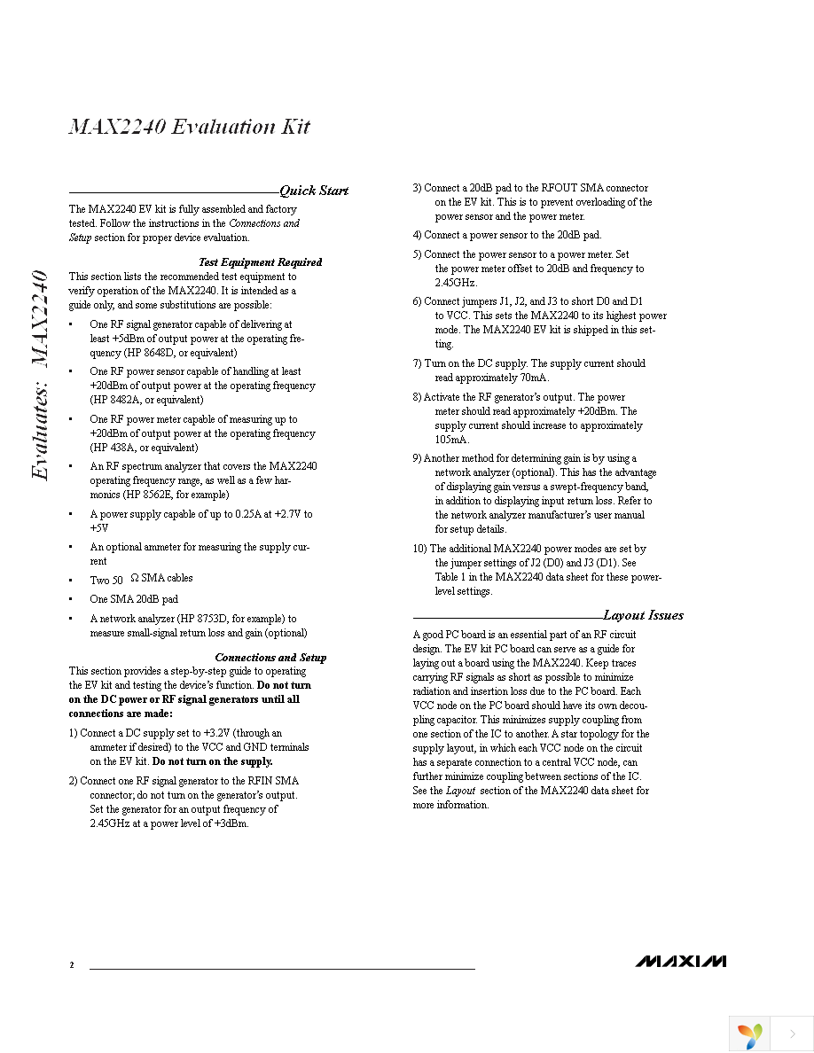 MAX2240EVKIT Page 2