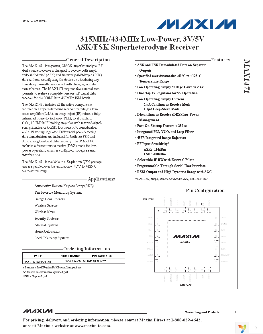 MAX1471EVSYS-315 Page 1