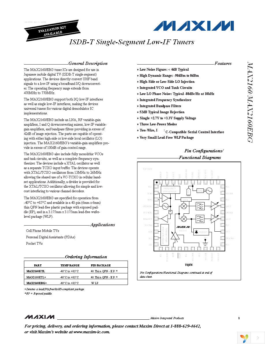 MAX2160EVKIT Page 1