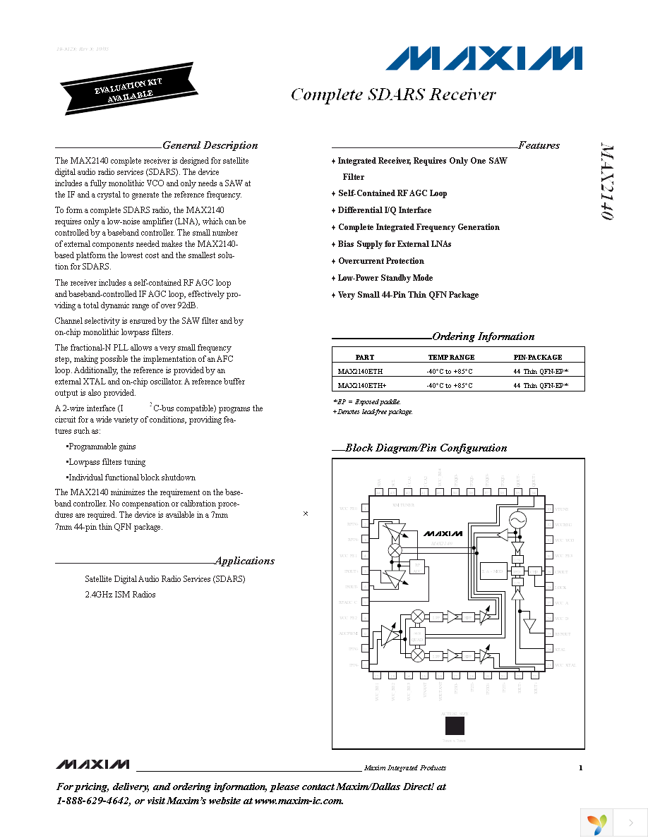 MAX2140EVKIT Page 1