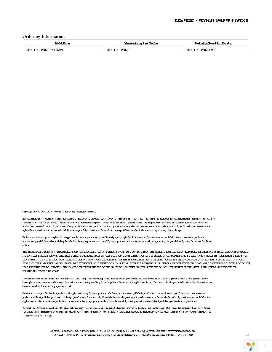 SKY14151-350LF-EVB Page 13