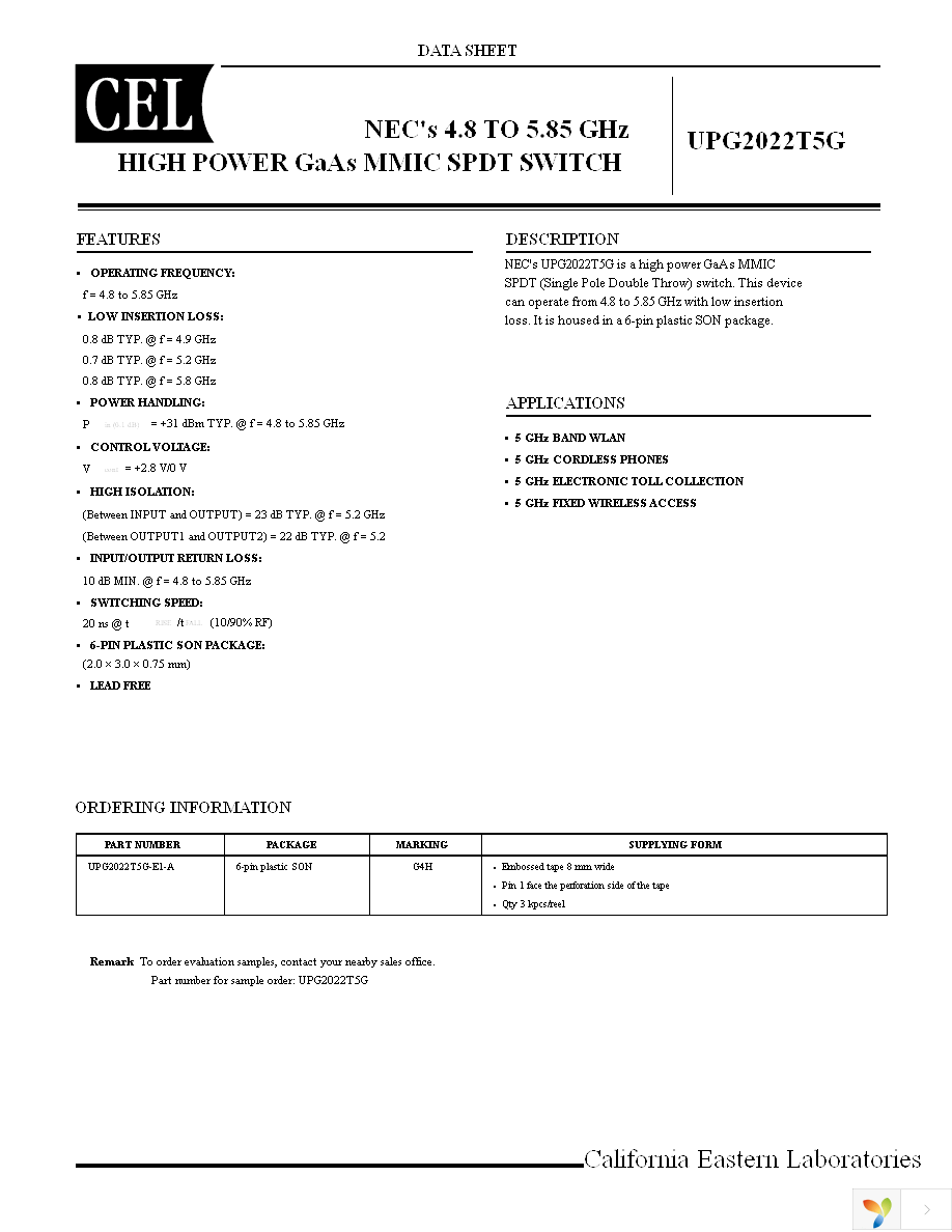 UPG2022T5G-EVAL Page 1