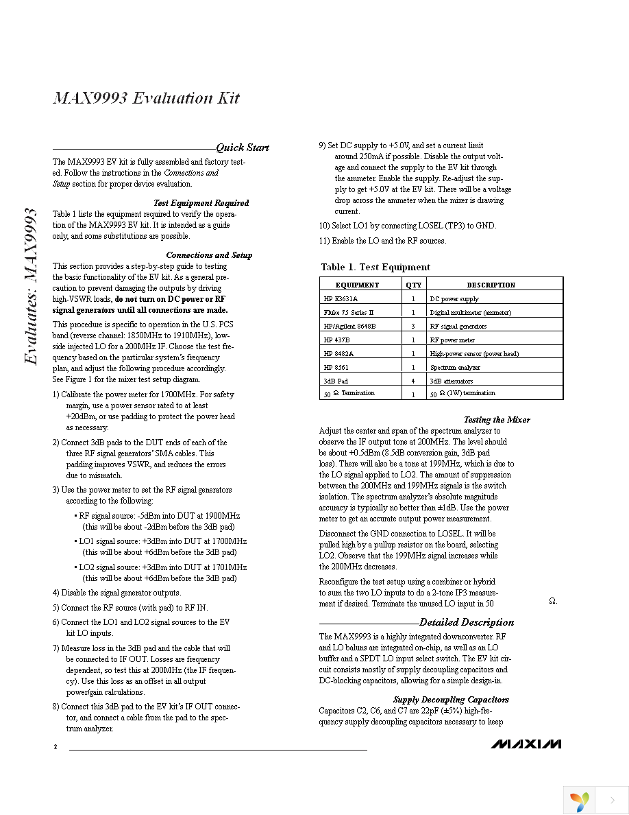 MAX9993EVKIT Page 2