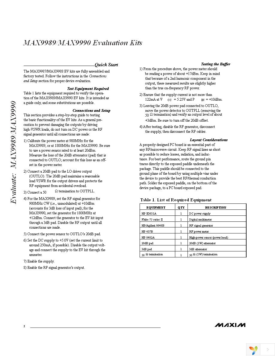 MAX9990EVKIT Page 2