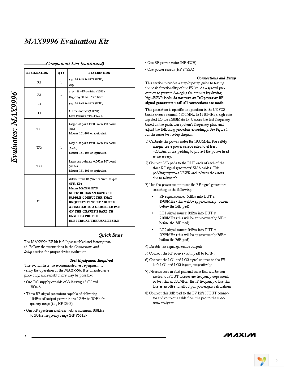 MAX9996EVKIT Page 2
