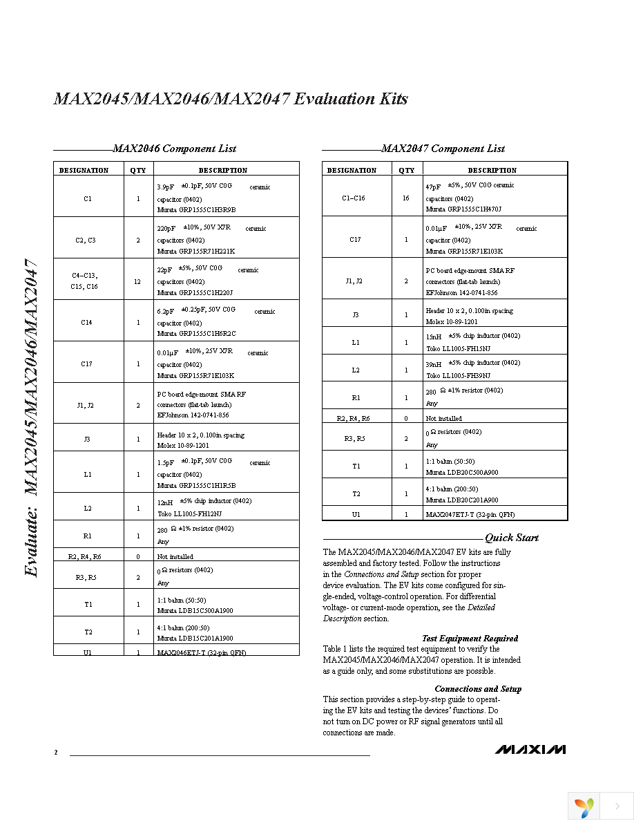 MAX2046EVKIT Page 2