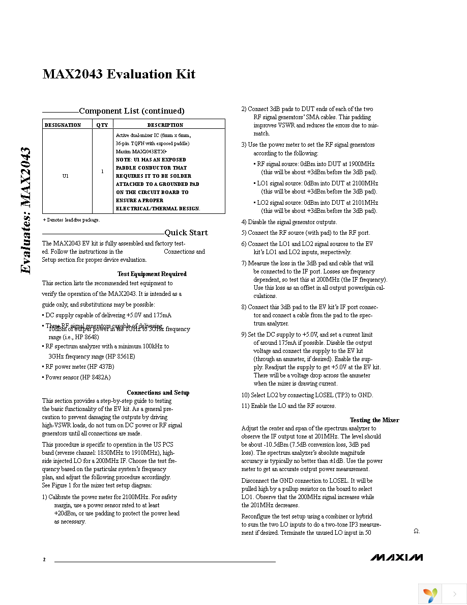 MAX2043EVKIT Page 2