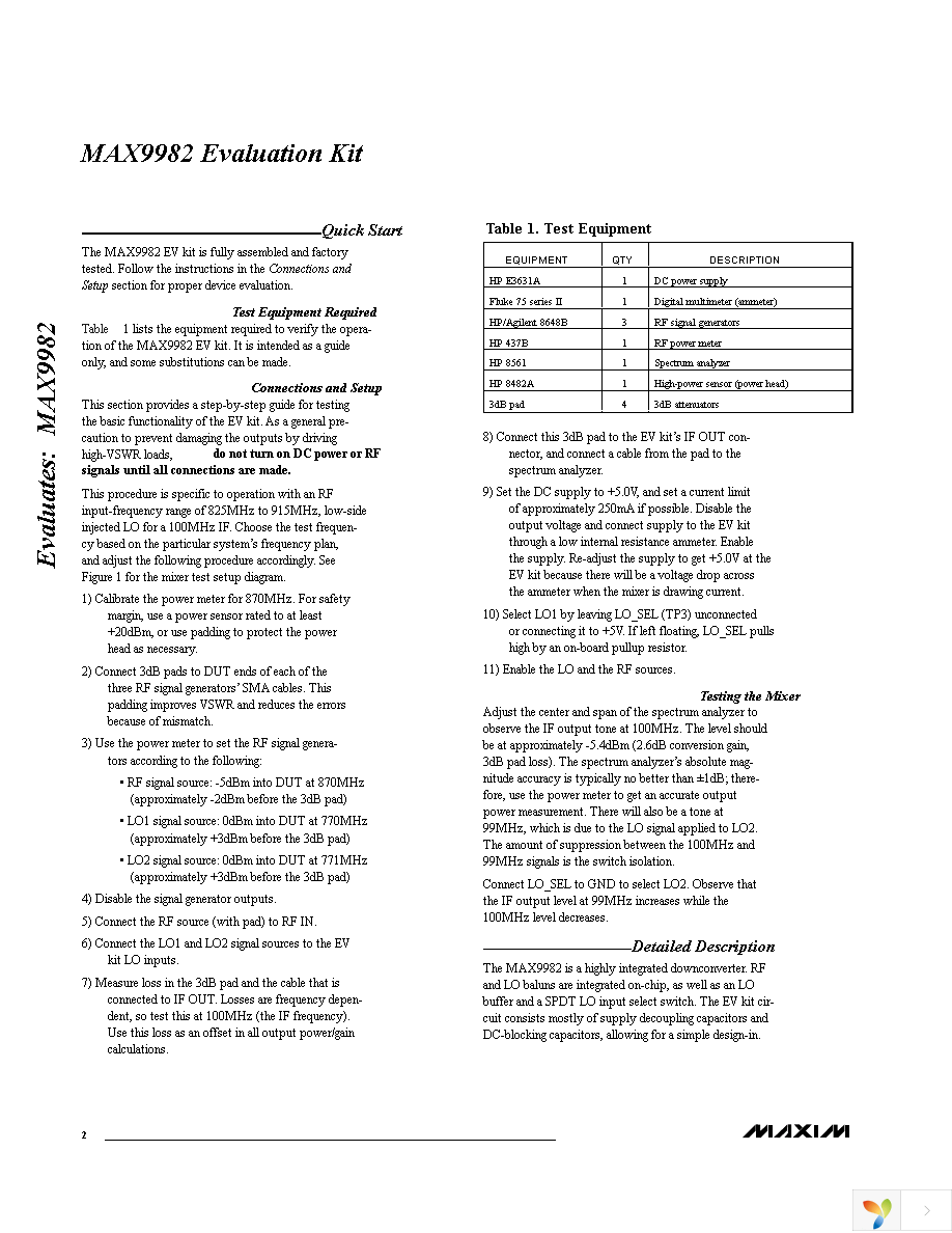 MAX9982EVKIT Page 2