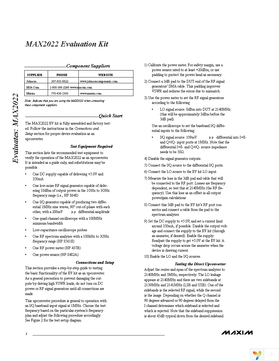 MAX2022EVKIT Page 2