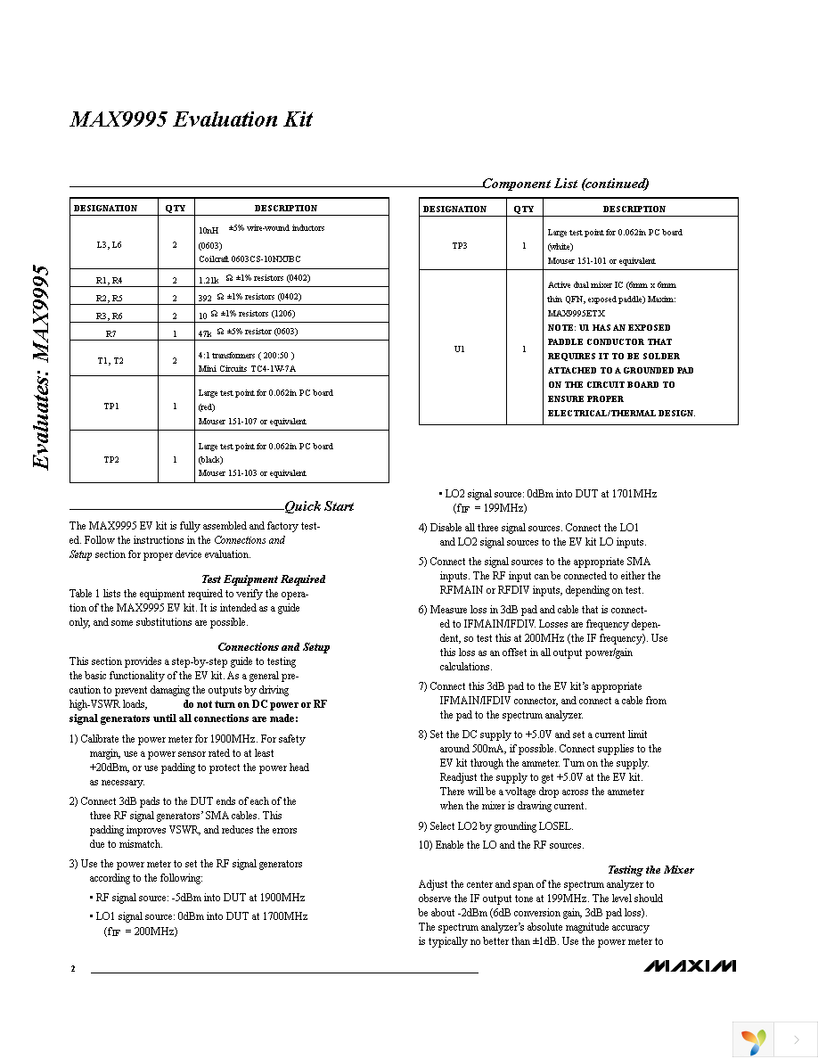 MAX9995EVKIT Page 2