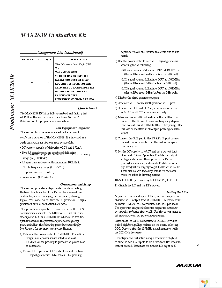 MAX2039EVKIT Page 2