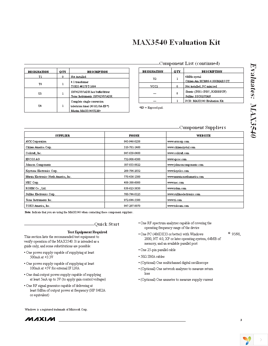 MAX3540EVKIT+ Page 3