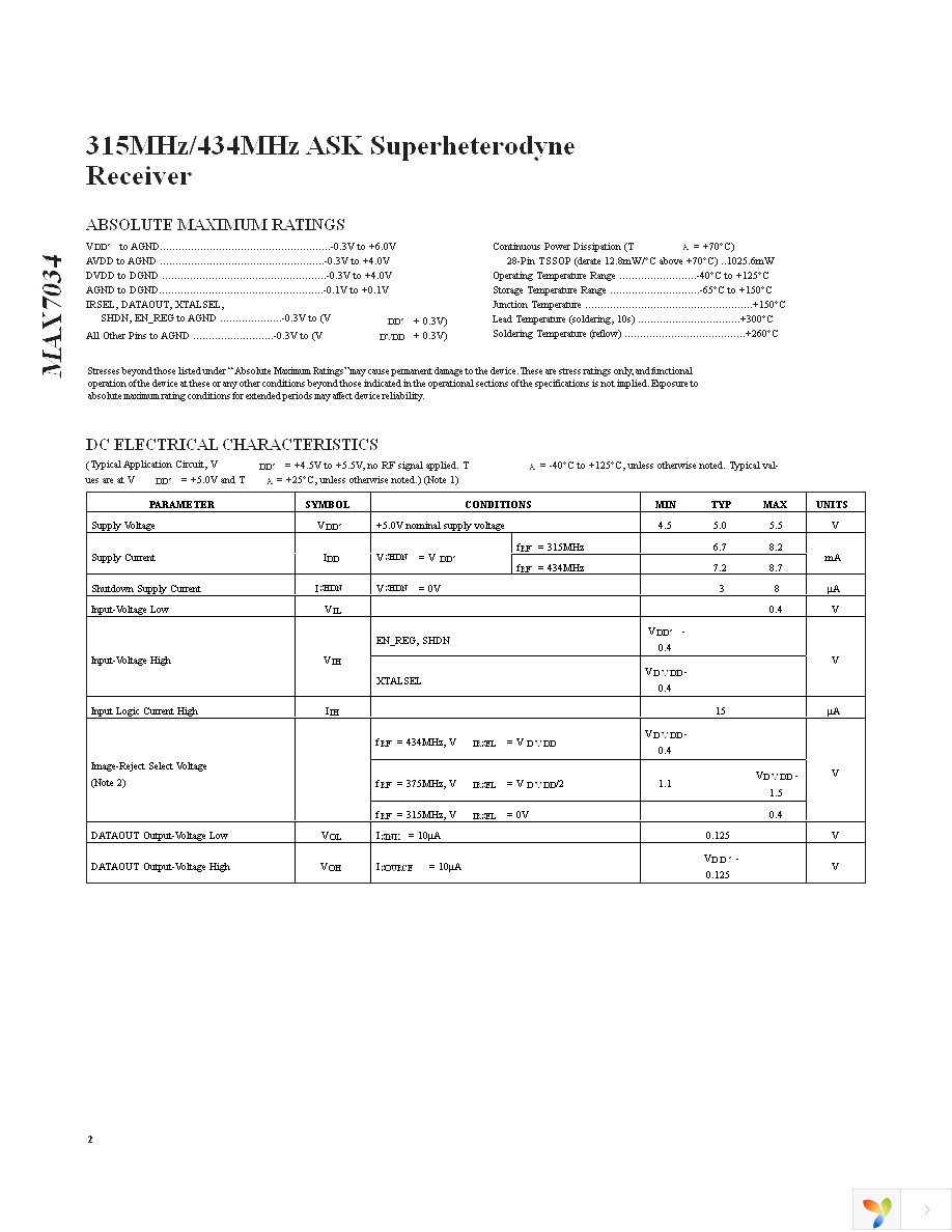 MAX7034EVKIT-433+ Page 2