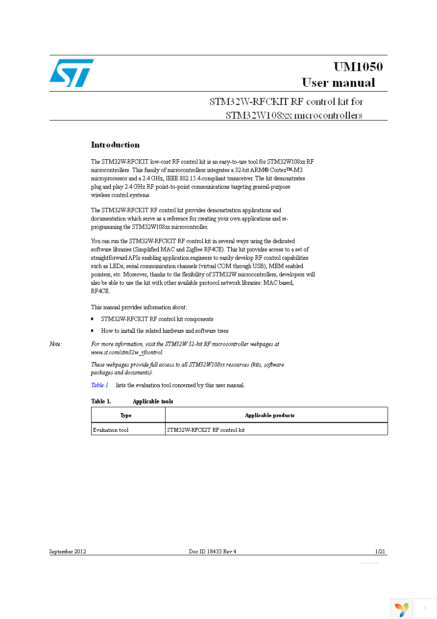 STM32W-RFCKIT Page 1