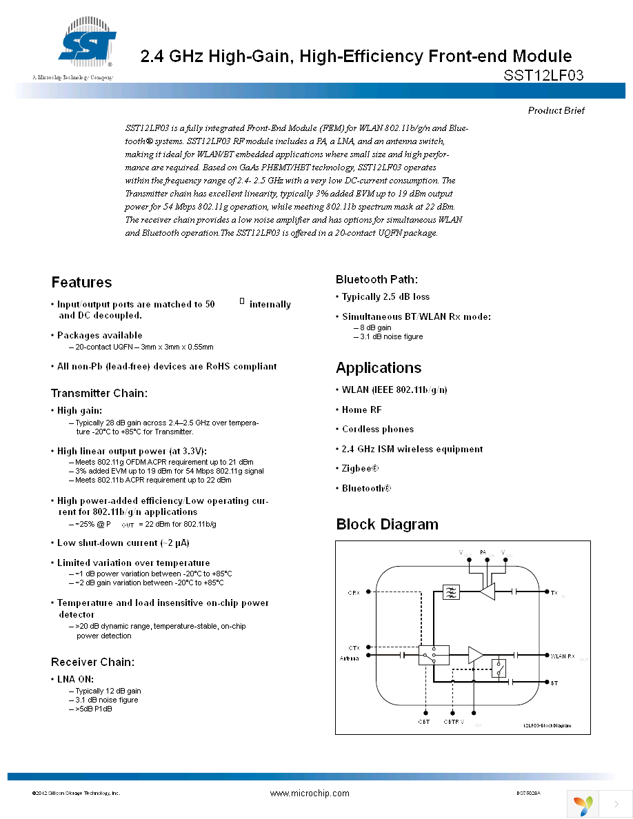 SST12LF03-Q3DE Page 1