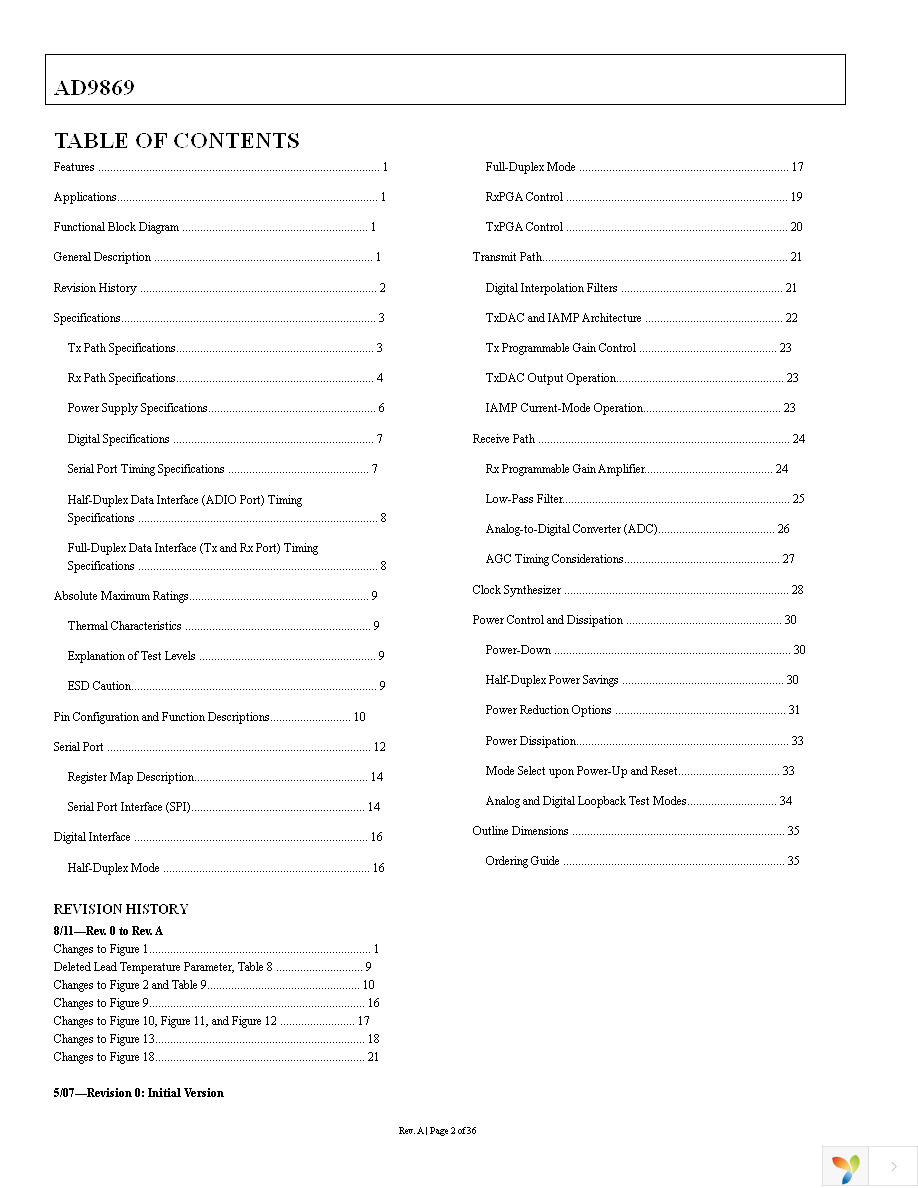 AD9869BCPZ Page 2