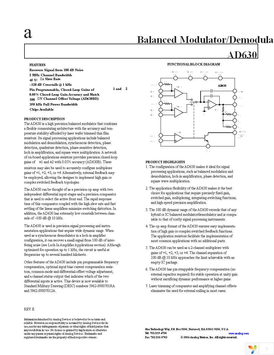 AD630JNZ Page 1