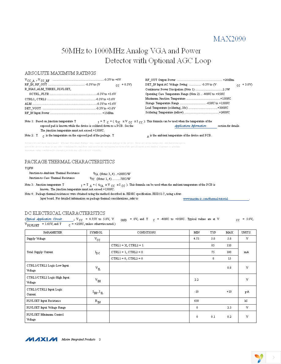 MAX2090ETP+ Page 2