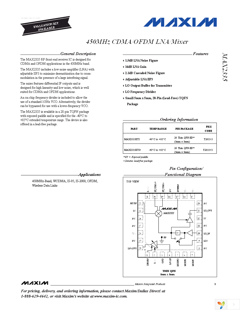 MAX2335ETI+T Page 1