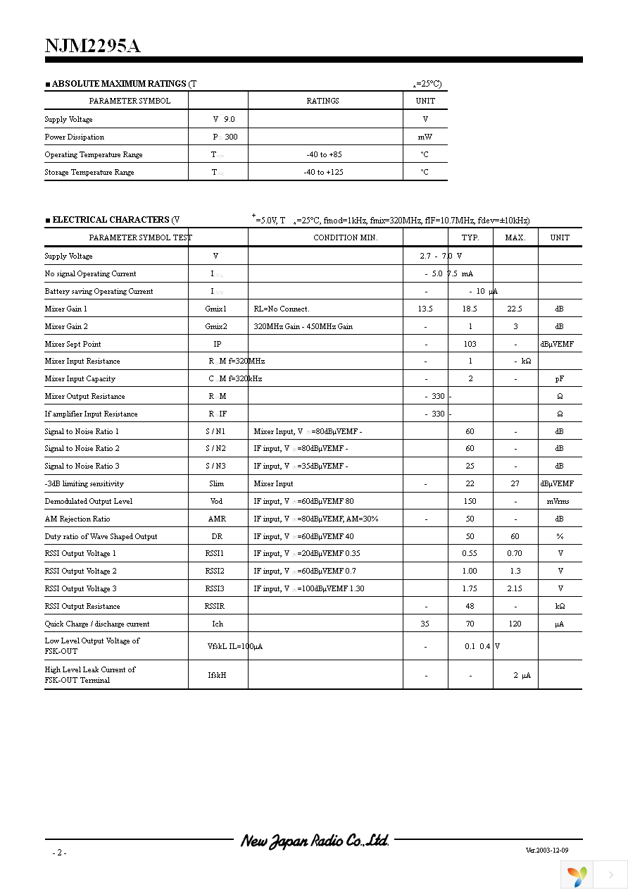 NJM2295AV-TE1 Page 2