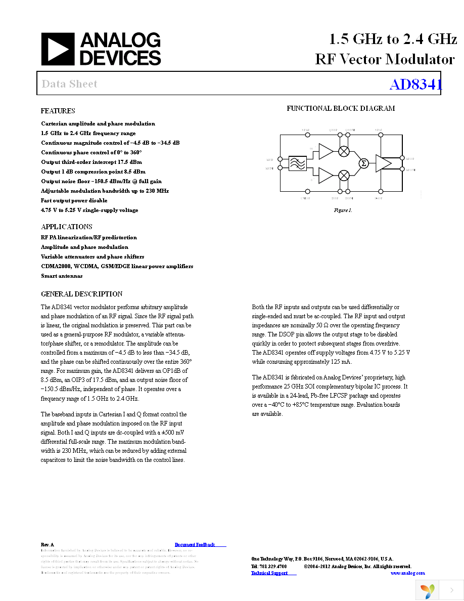 AD8341ACPZ-REEL7 Page 1