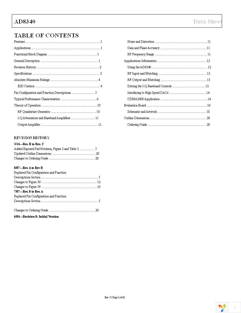 AD8340ACPZ-REEL7 Page 2