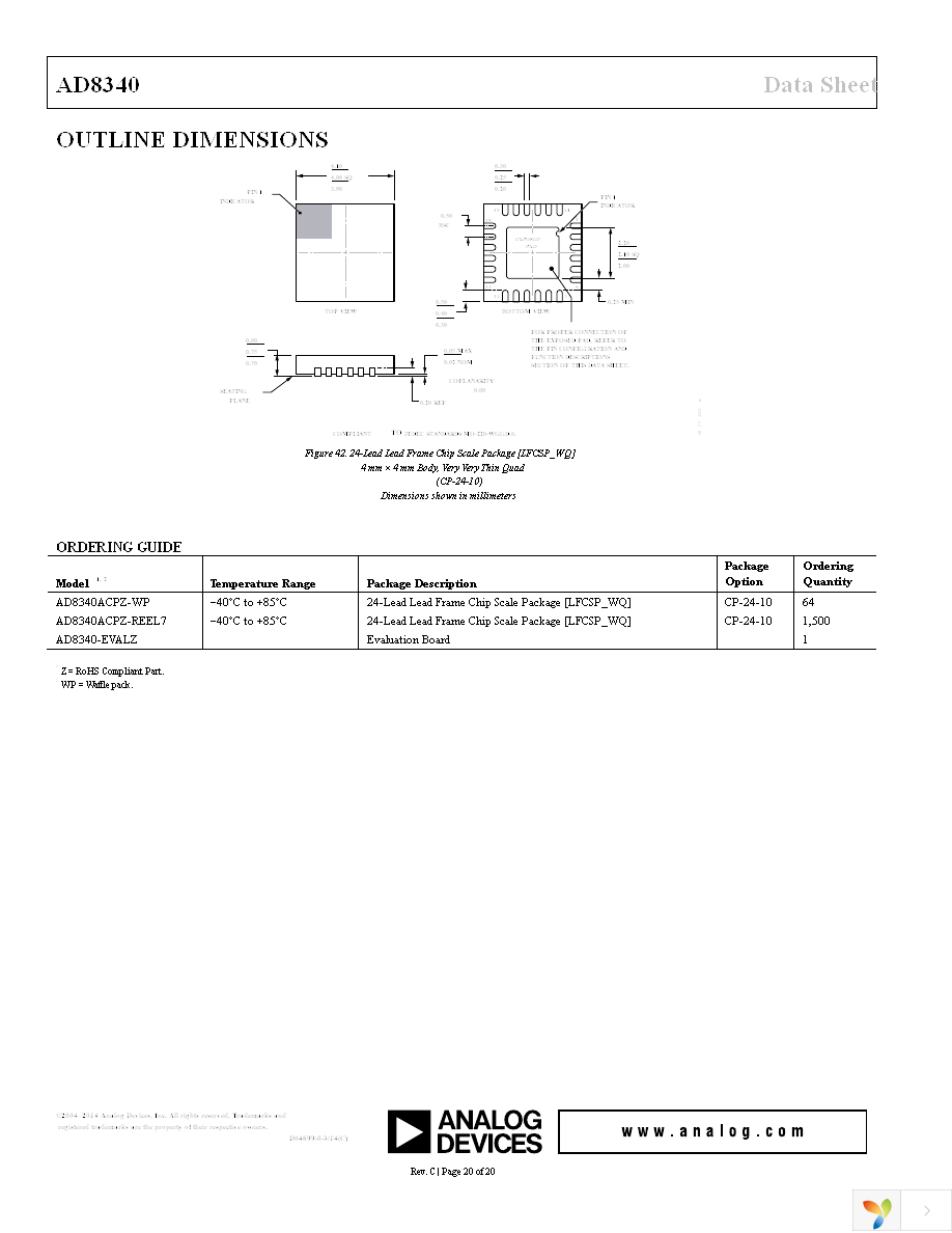 AD8340ACPZ-REEL7 Page 20