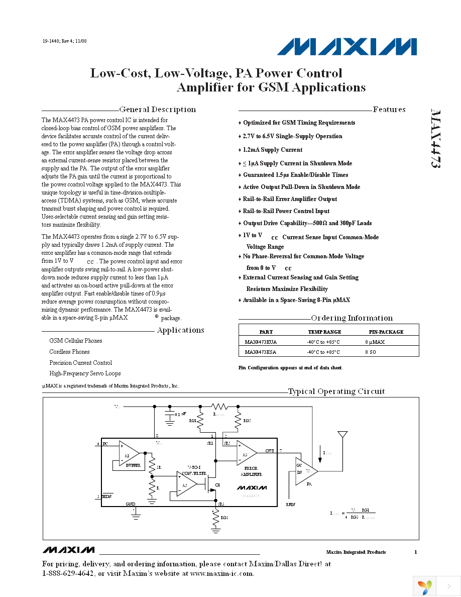 MAX4473EUA+ Page 1