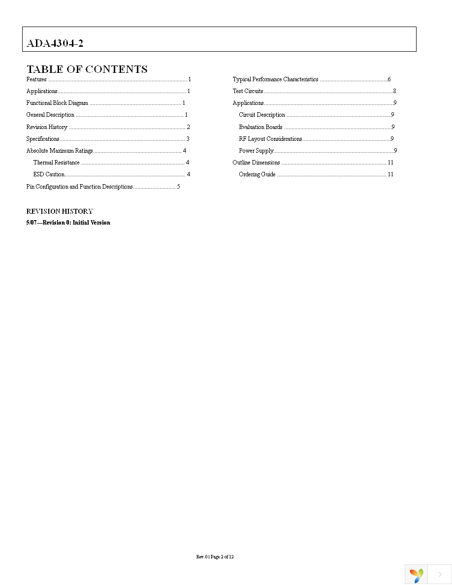 ADA4304-2ACPZ-R7 Page 2