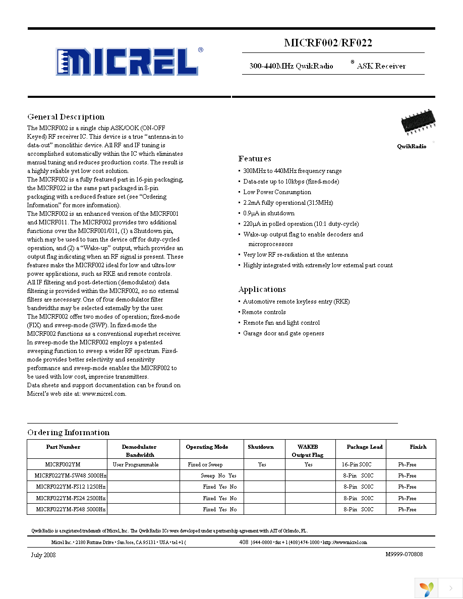 MICRF002YM Page 1