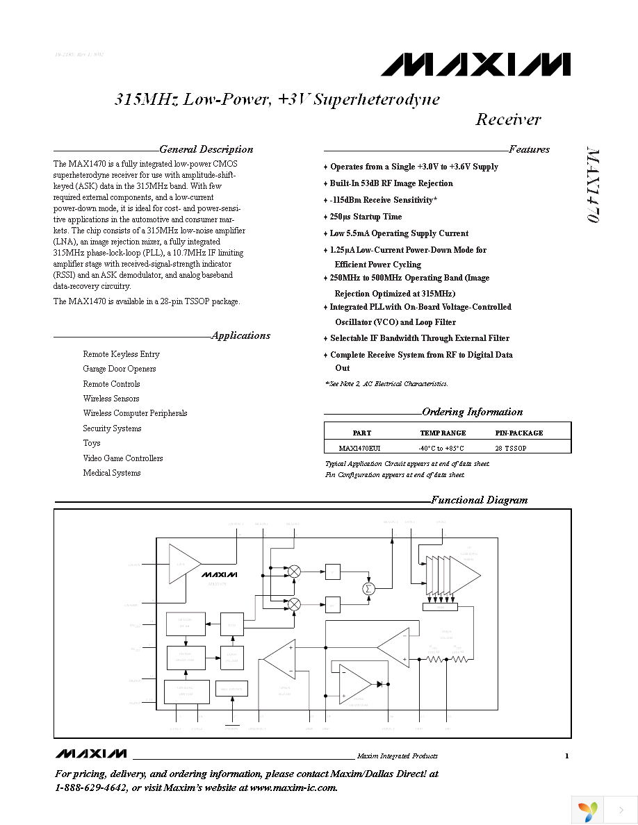 MAX1470EUI+ Page 1